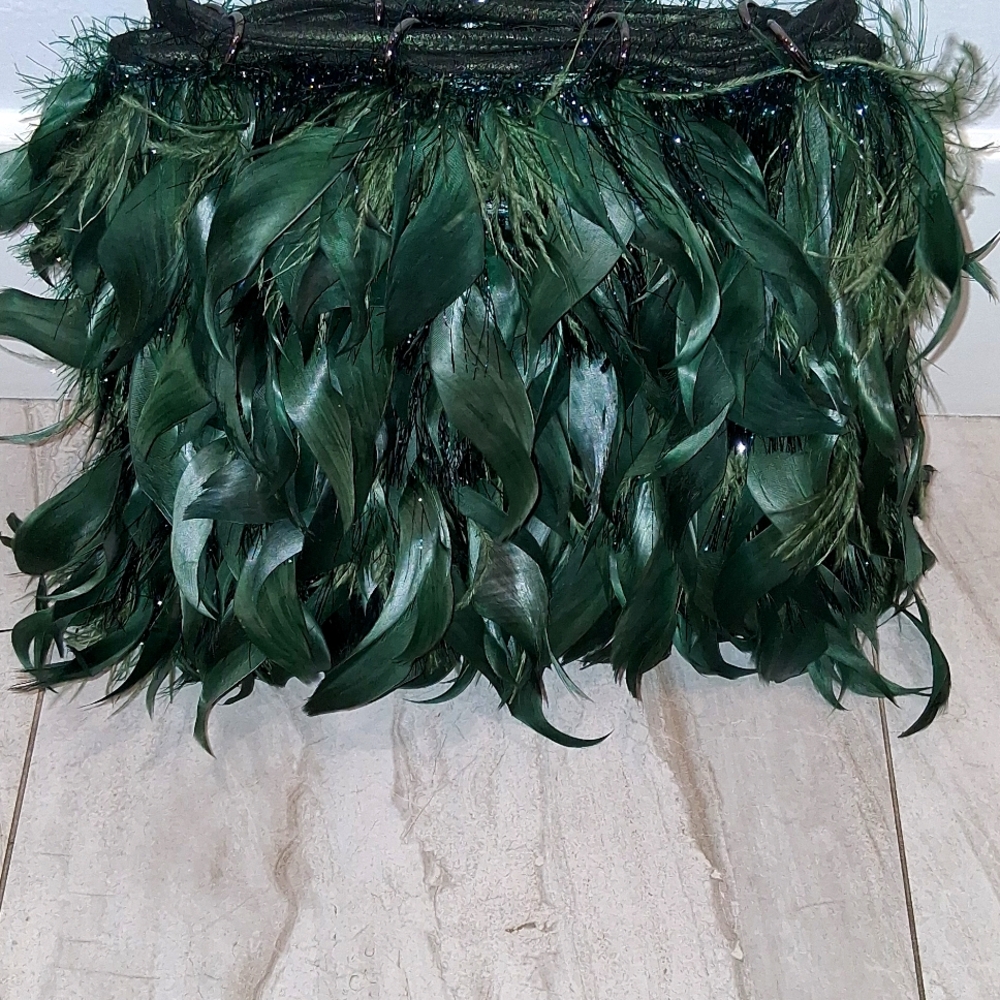 Elegant Feathered Green Clutch